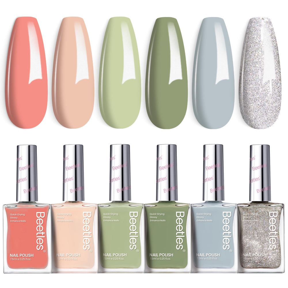Beetles Gel Polish lifestyle flatlay with tools demonstrating at-home salon results