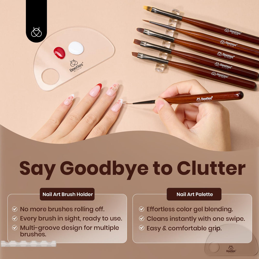 beetles Gel Polish brushes used during a manicure to demonstrate professional-looking results
