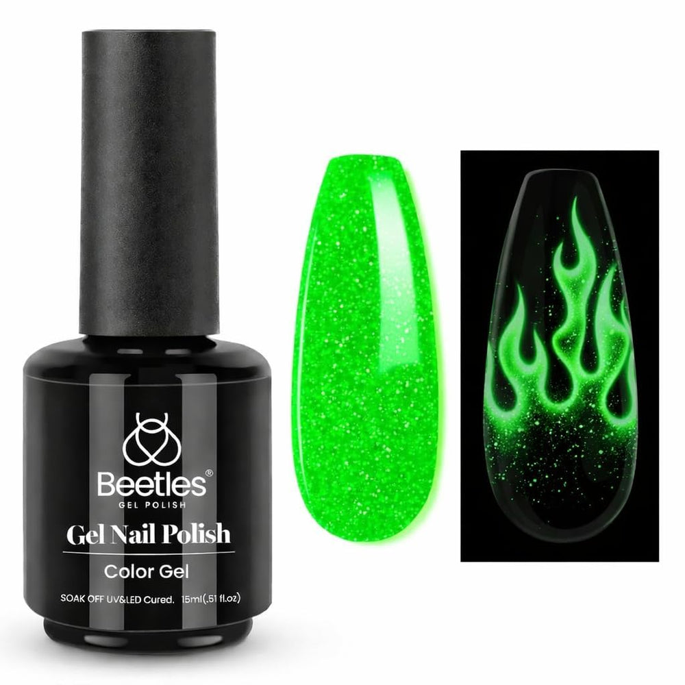 Beetles Gel Polish on party hands demonstrating festive glow and nail art impact