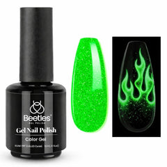 Beetles Gel Polish on party hands demonstrating festive glow and nail art impact