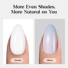 Beetles Gel Polish scale comparison with coin illustrating realistic nail length and proportion