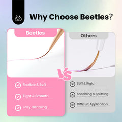 beetles Gel Polish brushes shown beside fingers to indicate true-to-size scale and comfortable grip