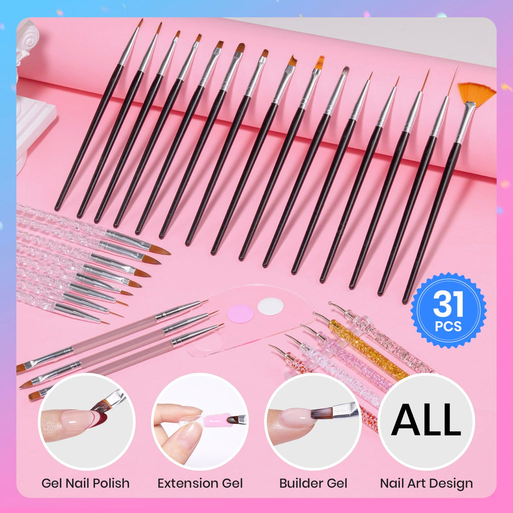 beetles Gel Polish brushes beside ruler showing scale for accurate sizing