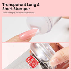 Beetles stamping in use transferring a French tip for neat results