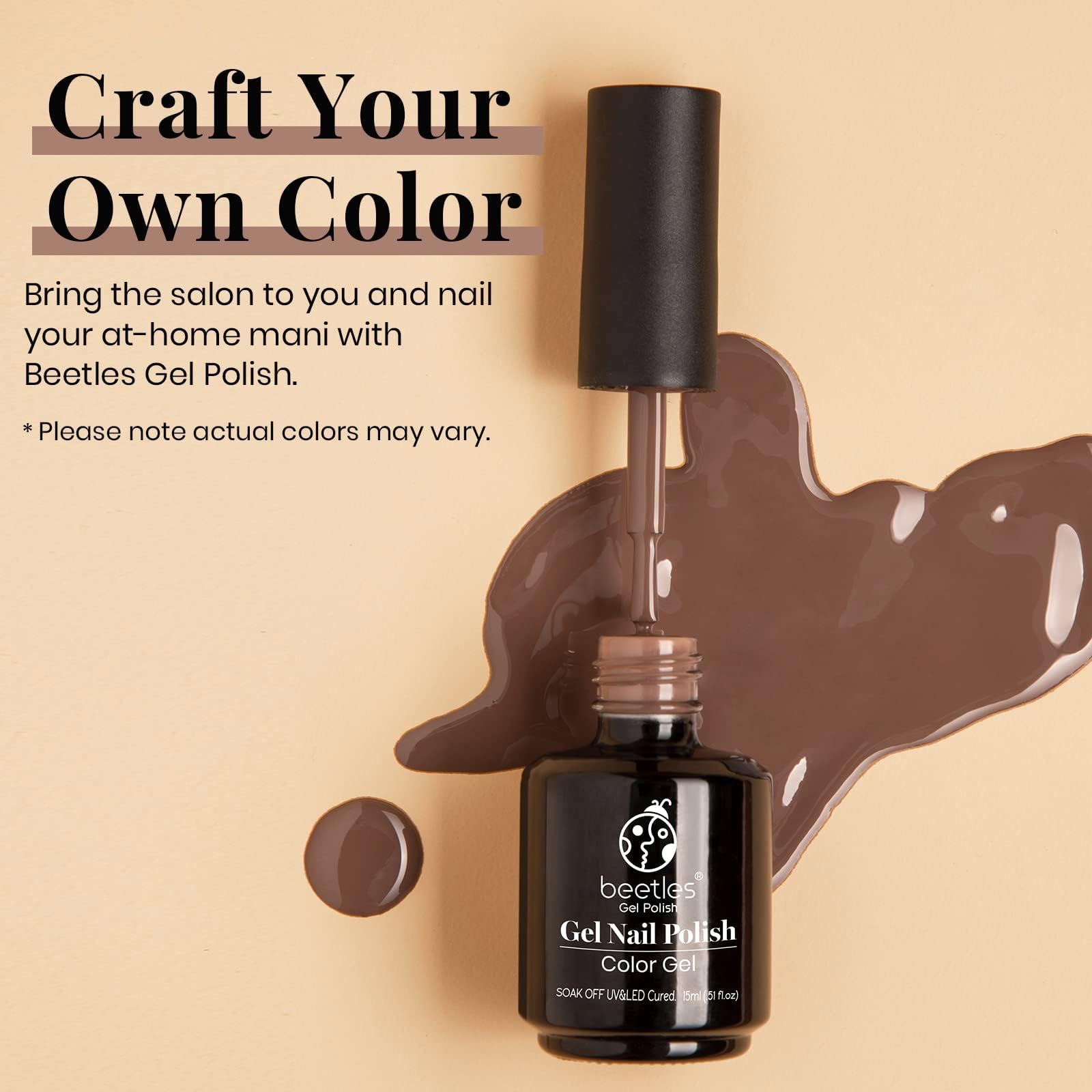beetles Gel Polish swatch wheel showing rich chocolate coverage benefit