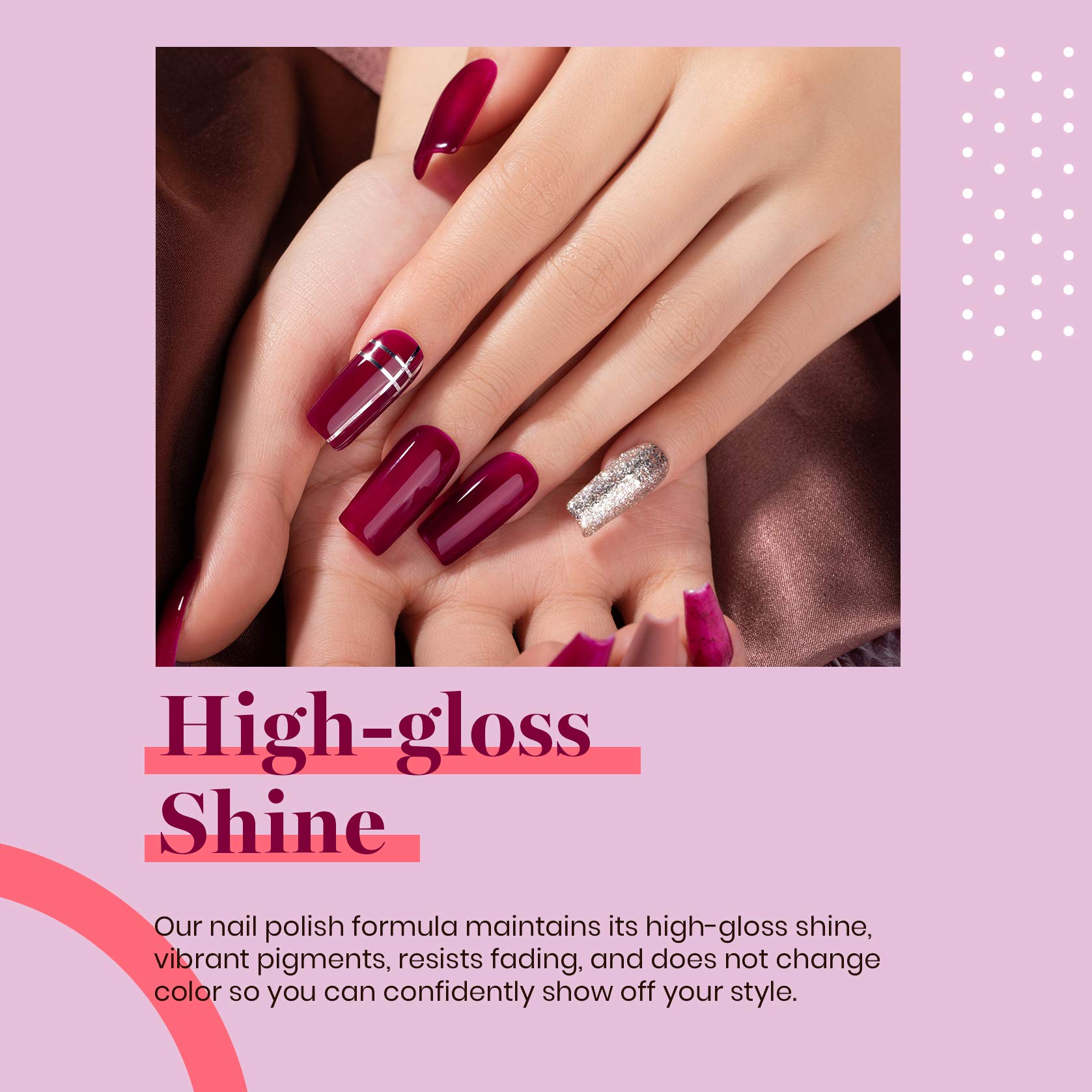 Beetles Gel Polish Vanessa Wine on model nails demonstrating salon finish and durable shine benefit