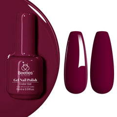 Beetles Gel Polish close-up label detail of Vanessa Wine showing shade code and ingredient clarity benefit