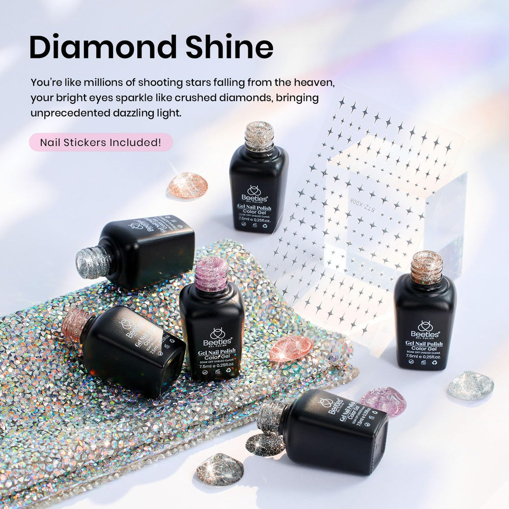 Beetles Gel Polish nail art sticker sheet close-up adding design options to sparkly manicures