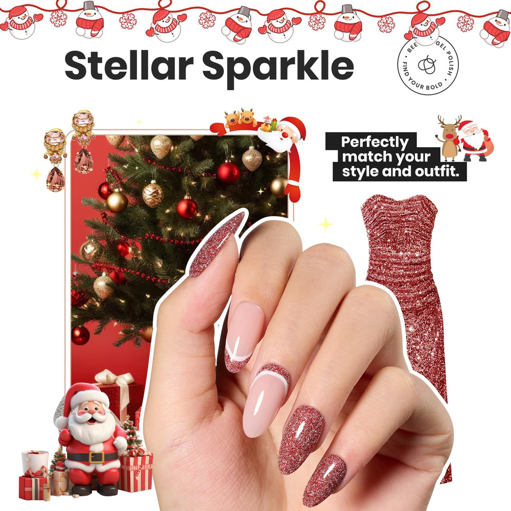 Beetles glitter swatches on tips showing vibrant color payoff and shine