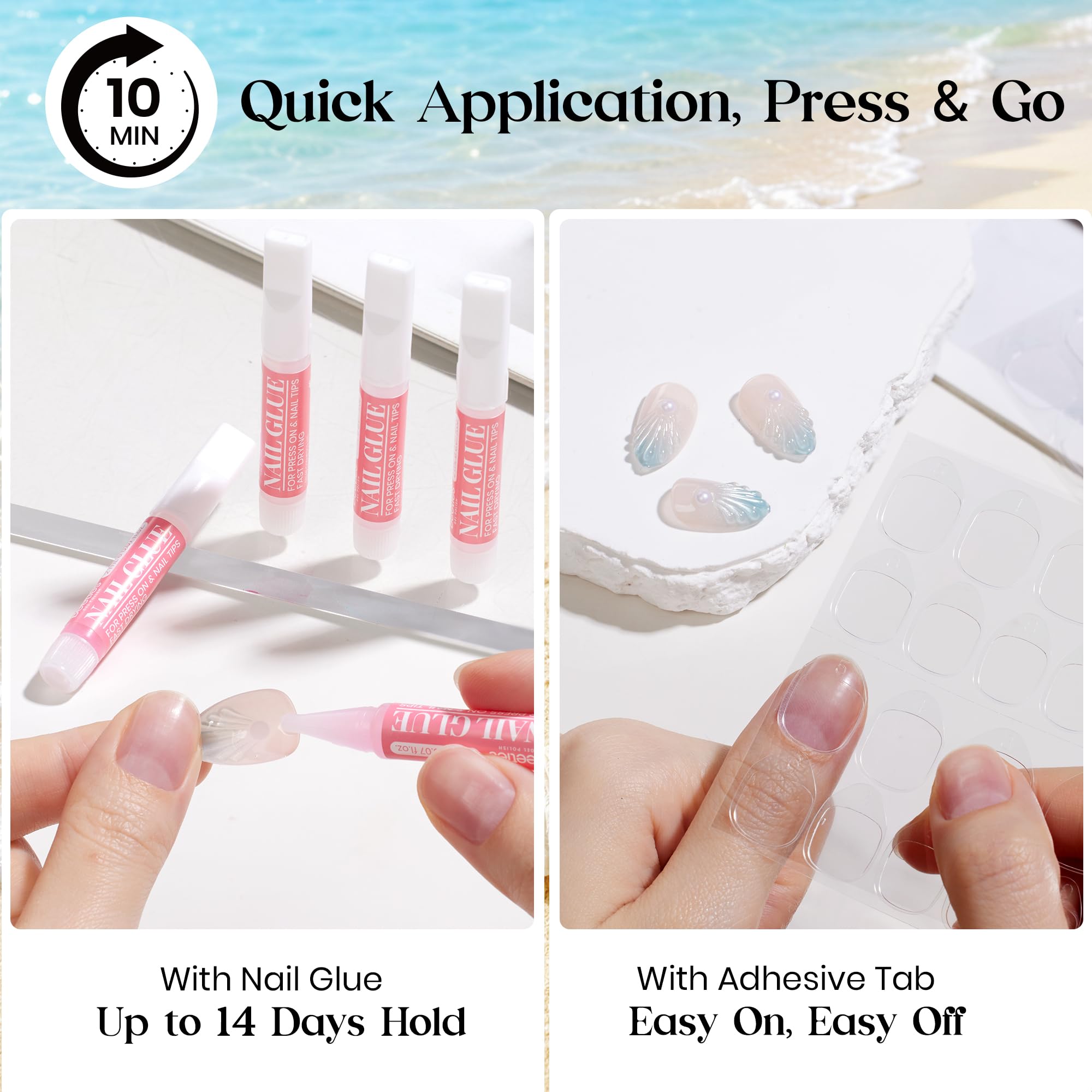 Beetles Gel Polish glue bottle and adhesive tabs provide bond options
