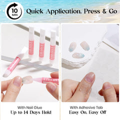 Beetles Gel Polish glue bottle and adhesive tabs provide bond options