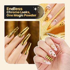 Beetles Gel Polish gold chrome swatch nails demonstrating mirror finish benefit