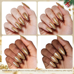 beetles gold on manicured hands showing long-lasting salon shine