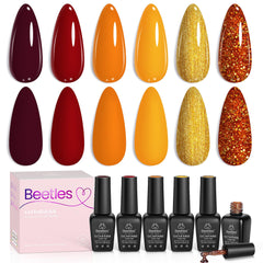 beetles front packaging showing six autumn gel bottles and kit benefits