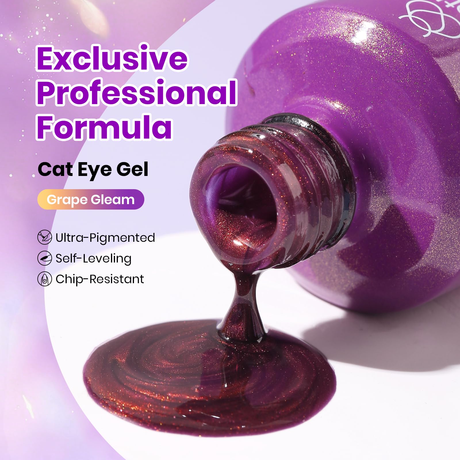 Beetles brush stroke of purple gel demonstrating smooth application and coverage benefit