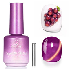 Beetles bottle front view showing grape gleam purple and glossy finish benefit
