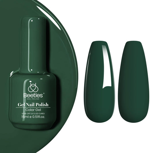 beetles gel polish front bottle dark emerald shows product and elegant color