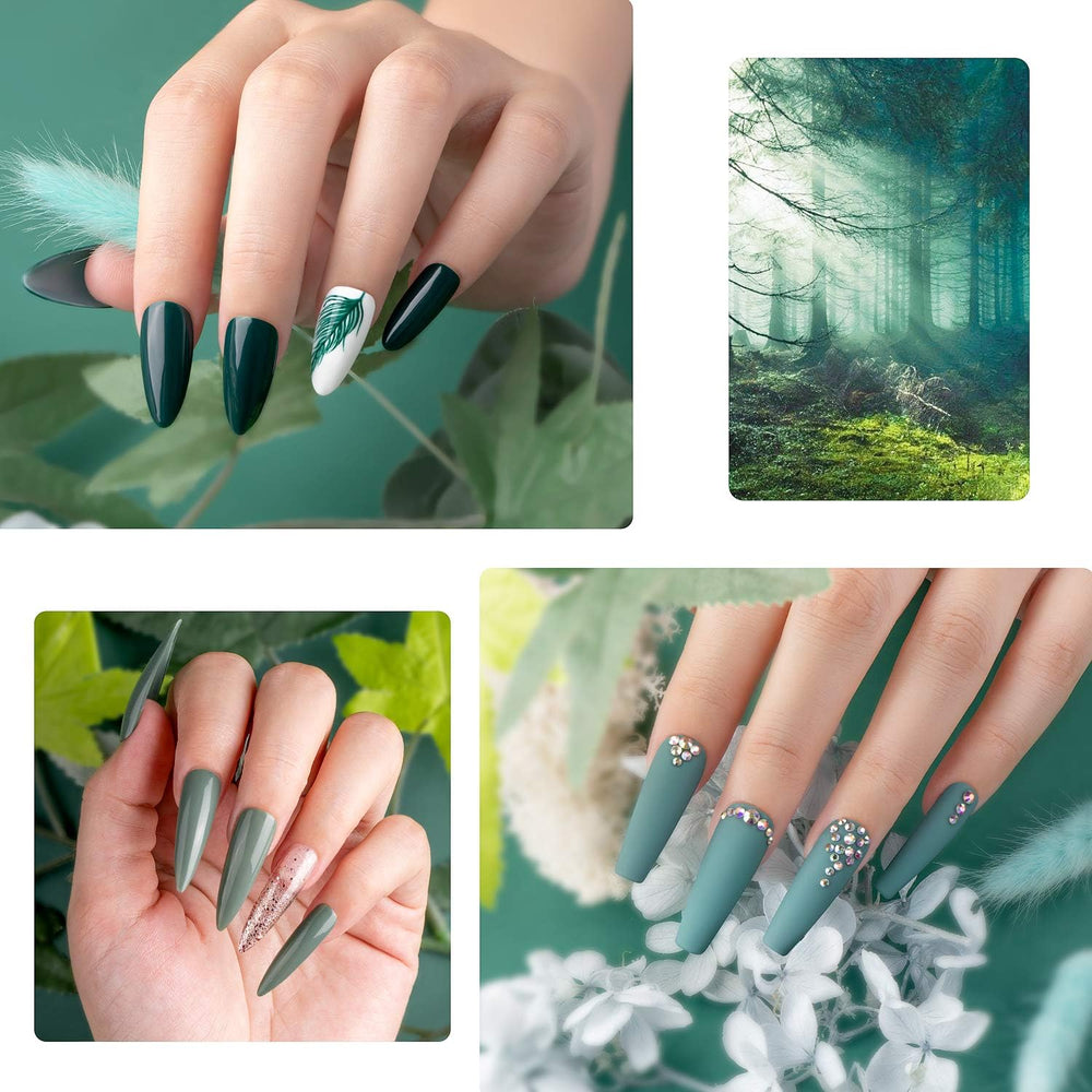 Beetles color swatch fan on natural nails showing wearable shades and finish options