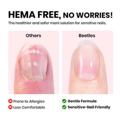 beetles hand model wearing glitter pink for strengthened appearance