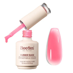 beetles bottle front view showing hot pink rubber base and brand benefit