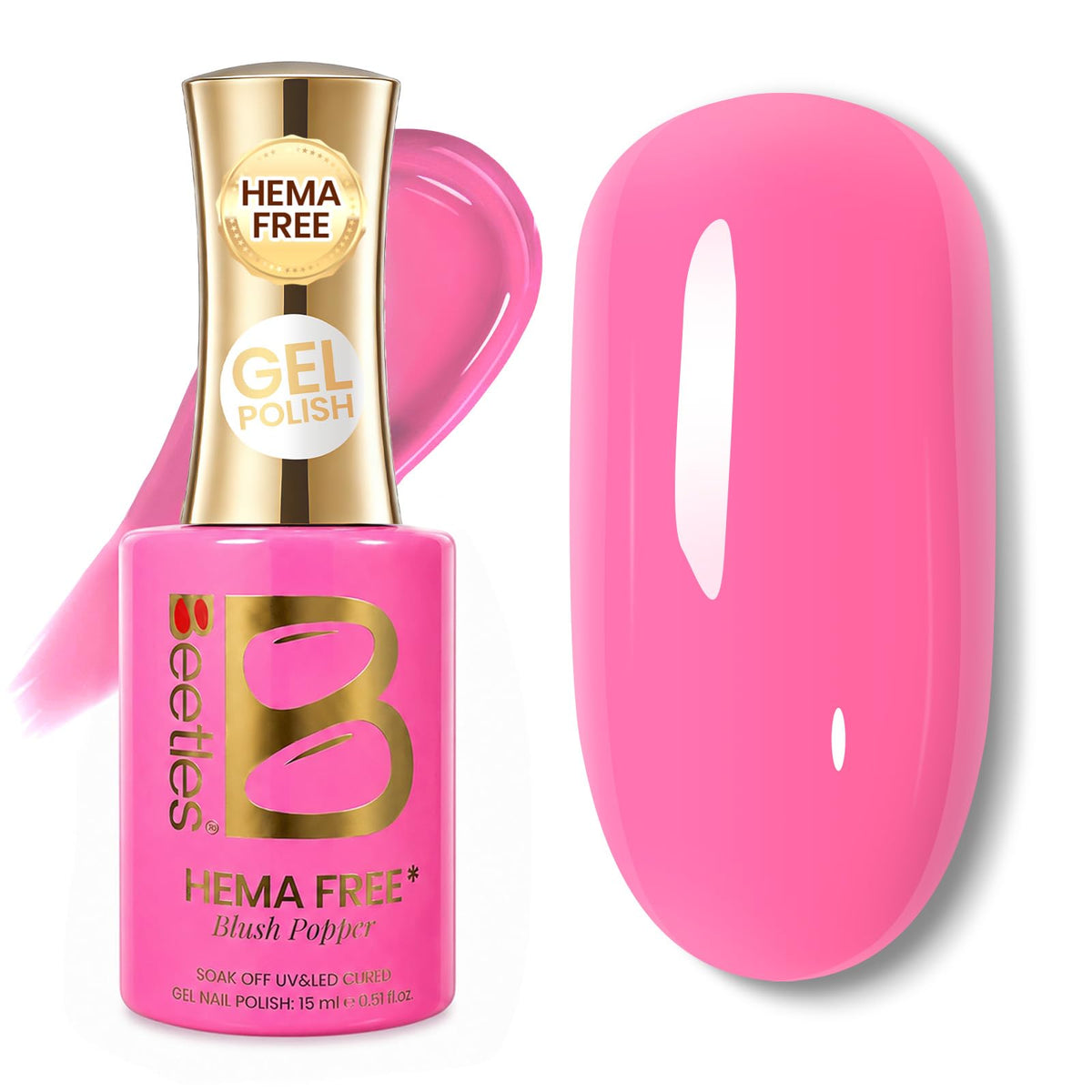 Beetles front bottle showing neon pink shade and easy selection benefit