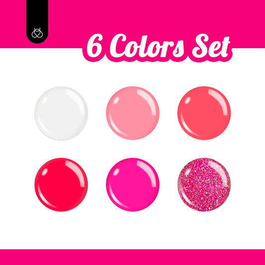beetles Gel Polish color swatches fan displaying all six pink shades, helps choose the right tone