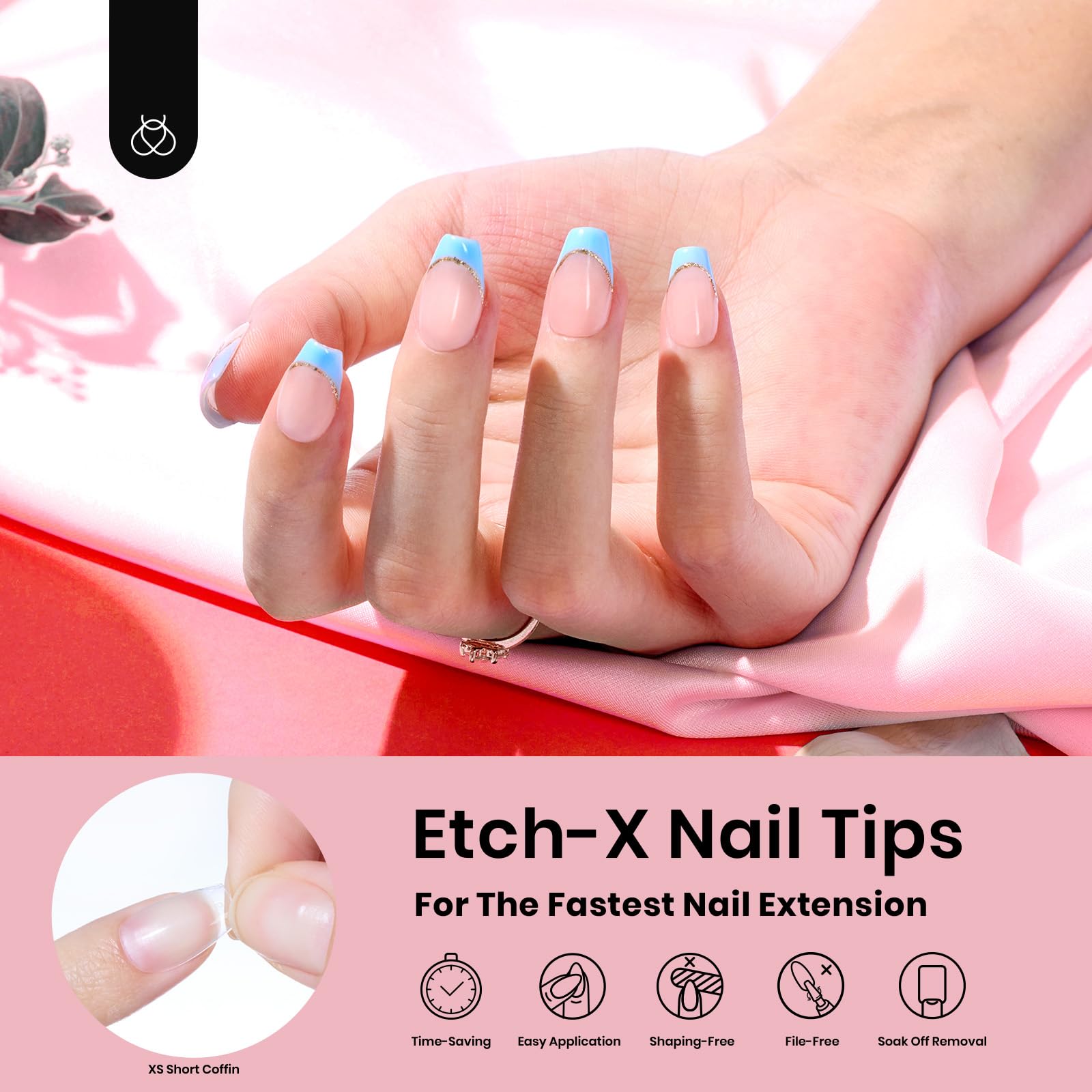 Beetles press-on nails being applied to a hand showing fast, easy DIY results