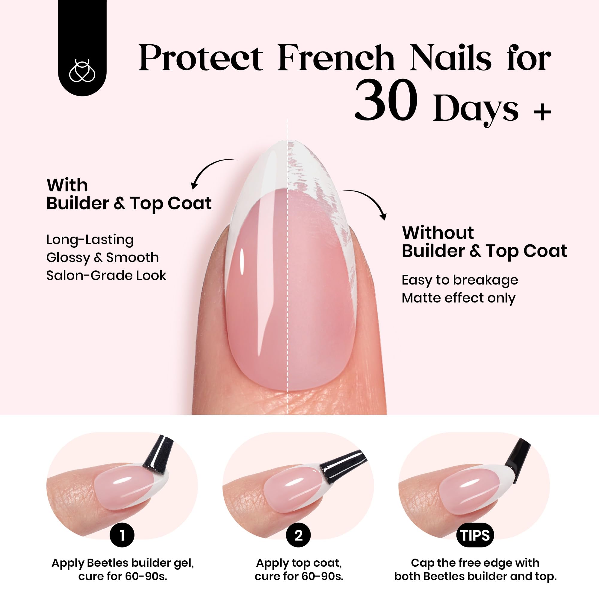 Beetles press on nails being applied demonstrating fast at-home convenience