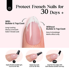 Beetles press on nails being applied demonstrating fast at-home convenience