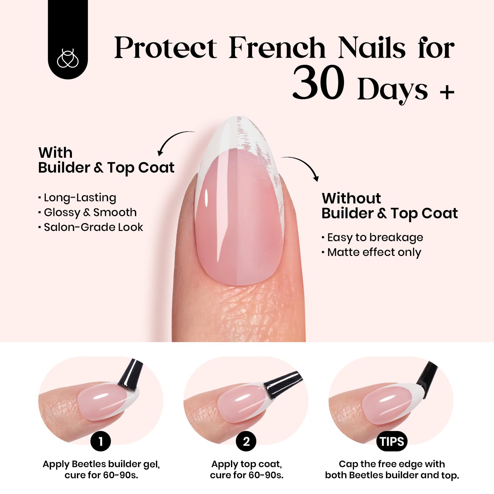 beetles on hands lifestyle photo showing short square nails and polished everyday look