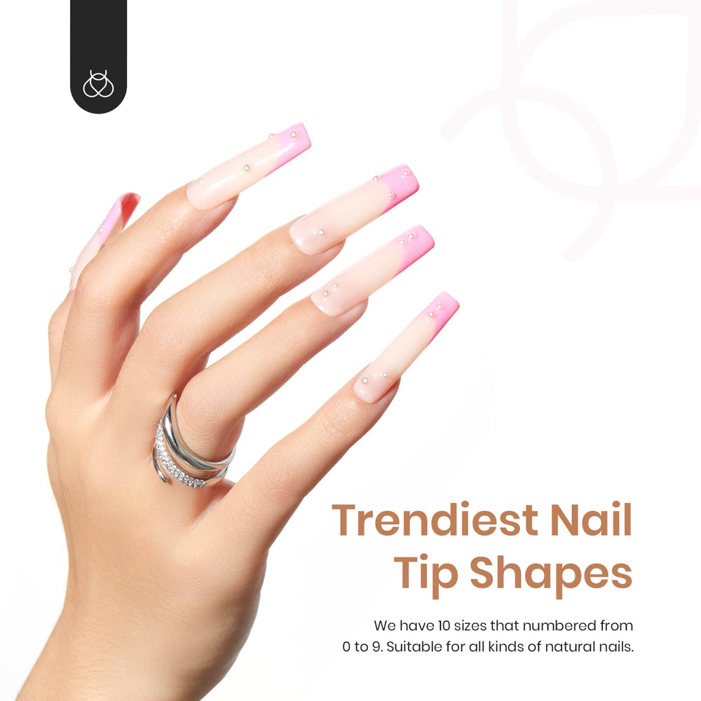 Beetles tips in use during press-on application for fast salon-style nails