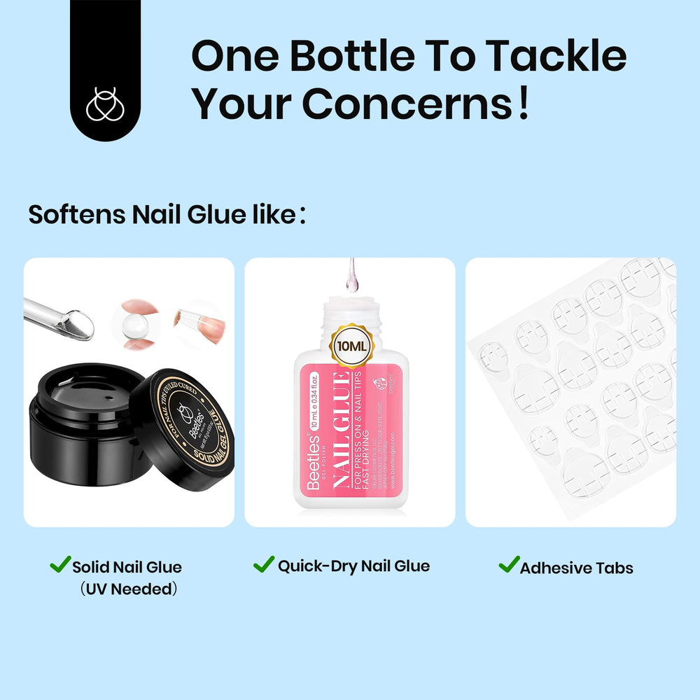 Beetles remover in use lifting a press-on nail neatly to protect natural nail