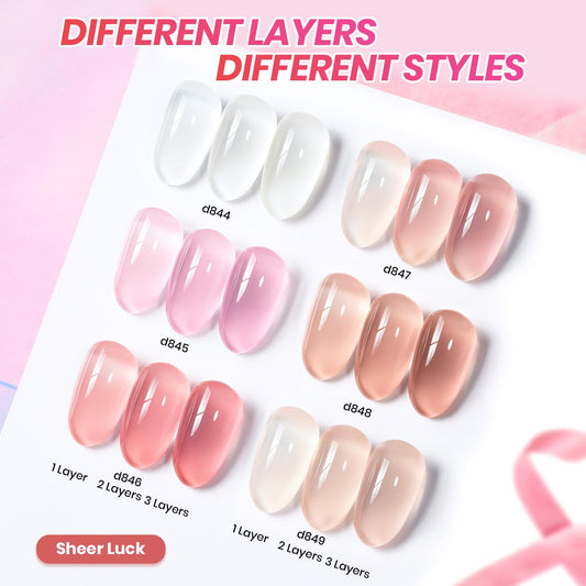 beetles jelly gel color swatch palette on white background displaying sheer milky pink nude options