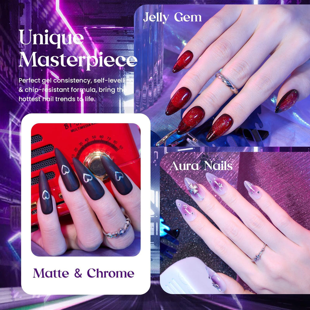 Beetles brushstroke texture showing smooth jelly finish and glossy shine