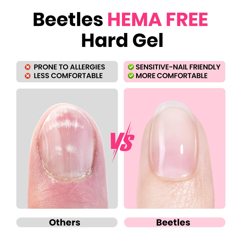 beetles jelly-pink gel texture on brush illustrating smooth self-leveling application