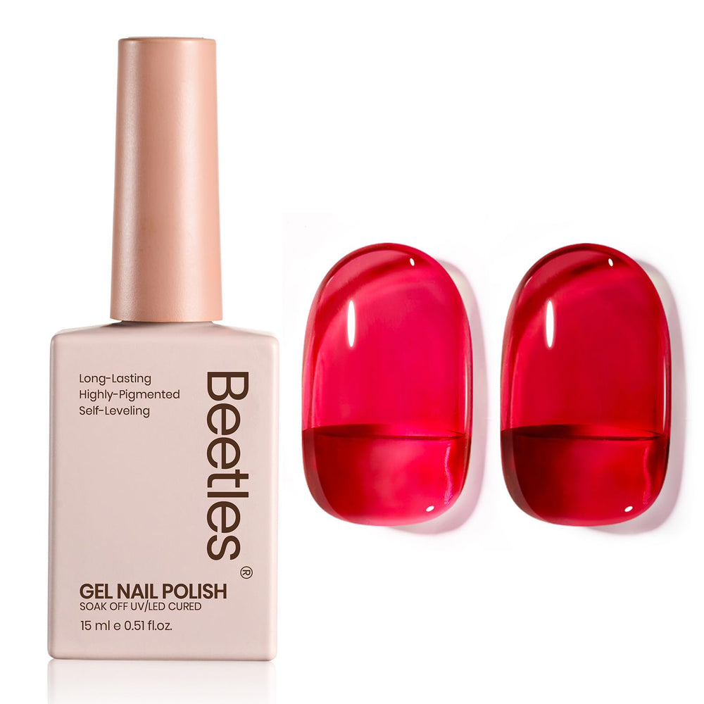 Beetles jelly red front bottle showing brand and glossy finish benefit