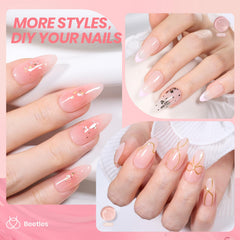 Beetles jelly gel texture swatch on nail showing glossy translucent finish for customizable opacity