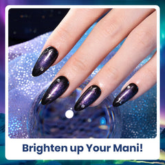 Beetles brush applying polish to nail demonstrating even coverage and buildable sparkle