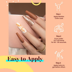 beetles swatch on hand showing worn look and wearable brown finish benefit