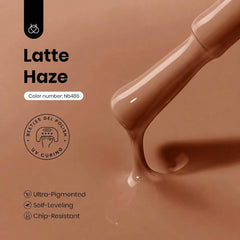 Beetles Latte Haze swatches on nail tips illustrating opacity and tone