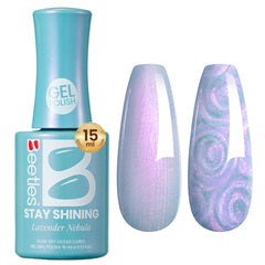 beetles gel polish bottle front view showing lavender nebula shade and shimmer benefit