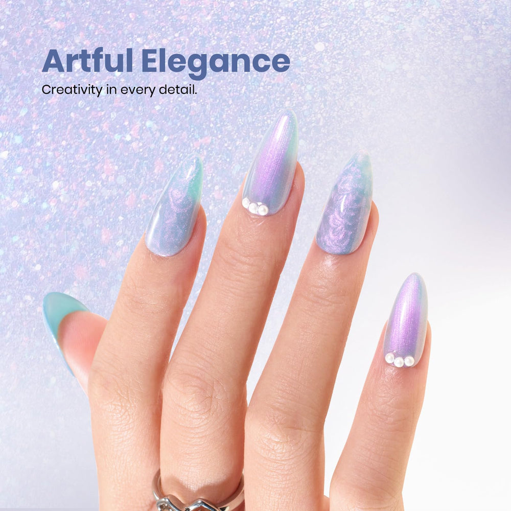beetles gel polish close-up of stirred thread texture revealing swirled nebula effect