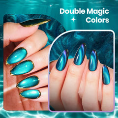 beetles layered polish over black base comparison, displays intensified chameleon effect