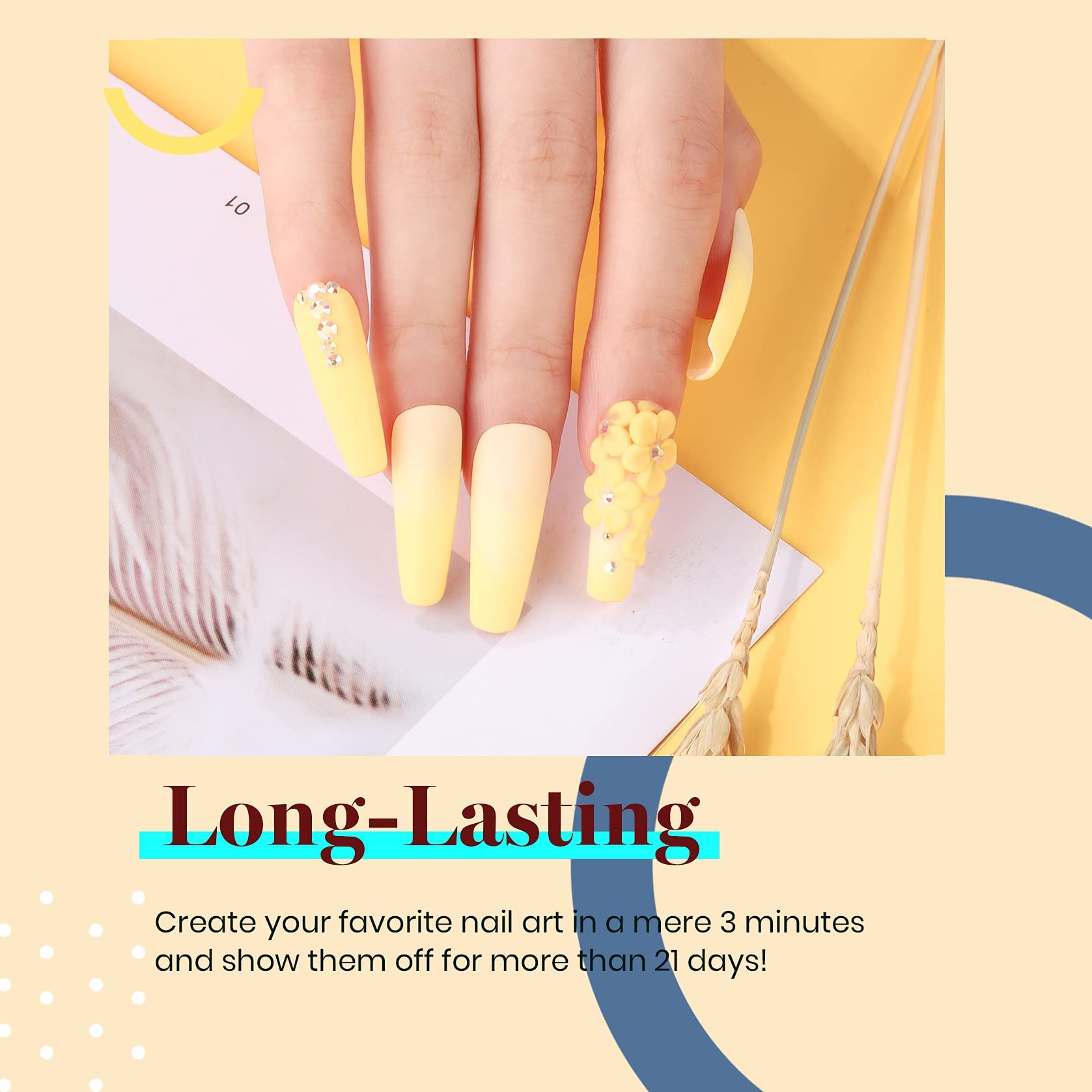 Beetles Lemon Chiffon applied on nails close-up showing glossy durable salon finish