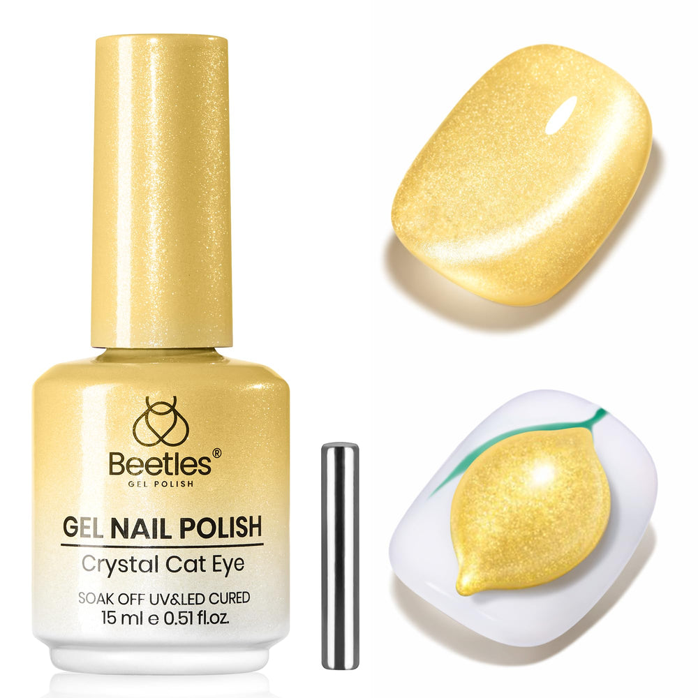 Beetles Gel Polish bottle front view showing lemon veil shade and compact size benefit