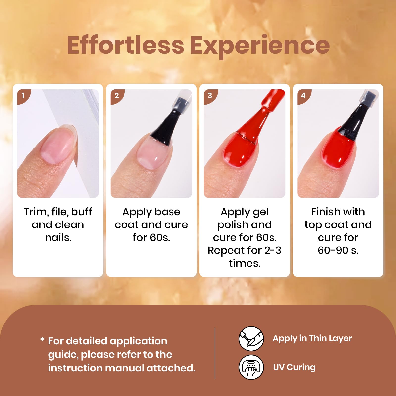 Beetles manicure in autumn scene demonstrating wearable warm brown tones