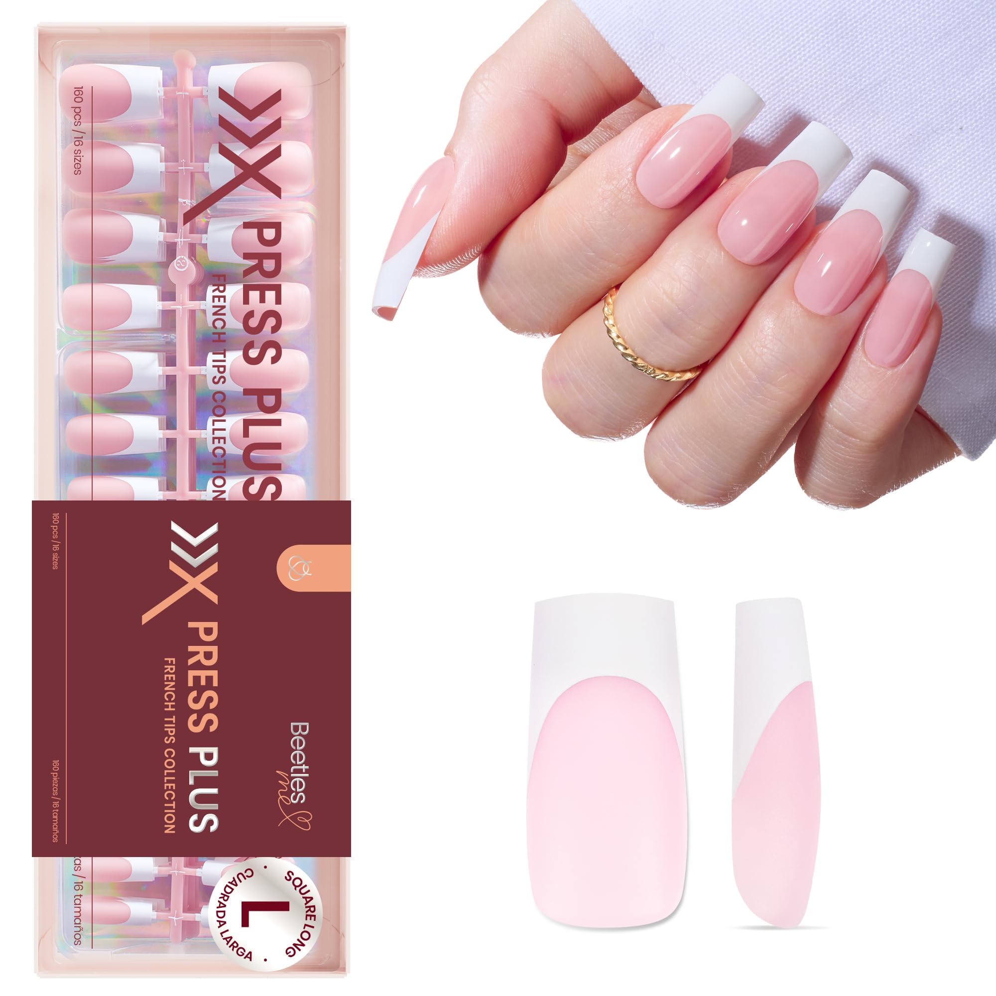 Beetles press-on nails styled with outfit demonstrating polished look