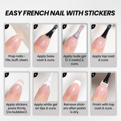 beetles finished French black and white manicure shown in lifestyle setting