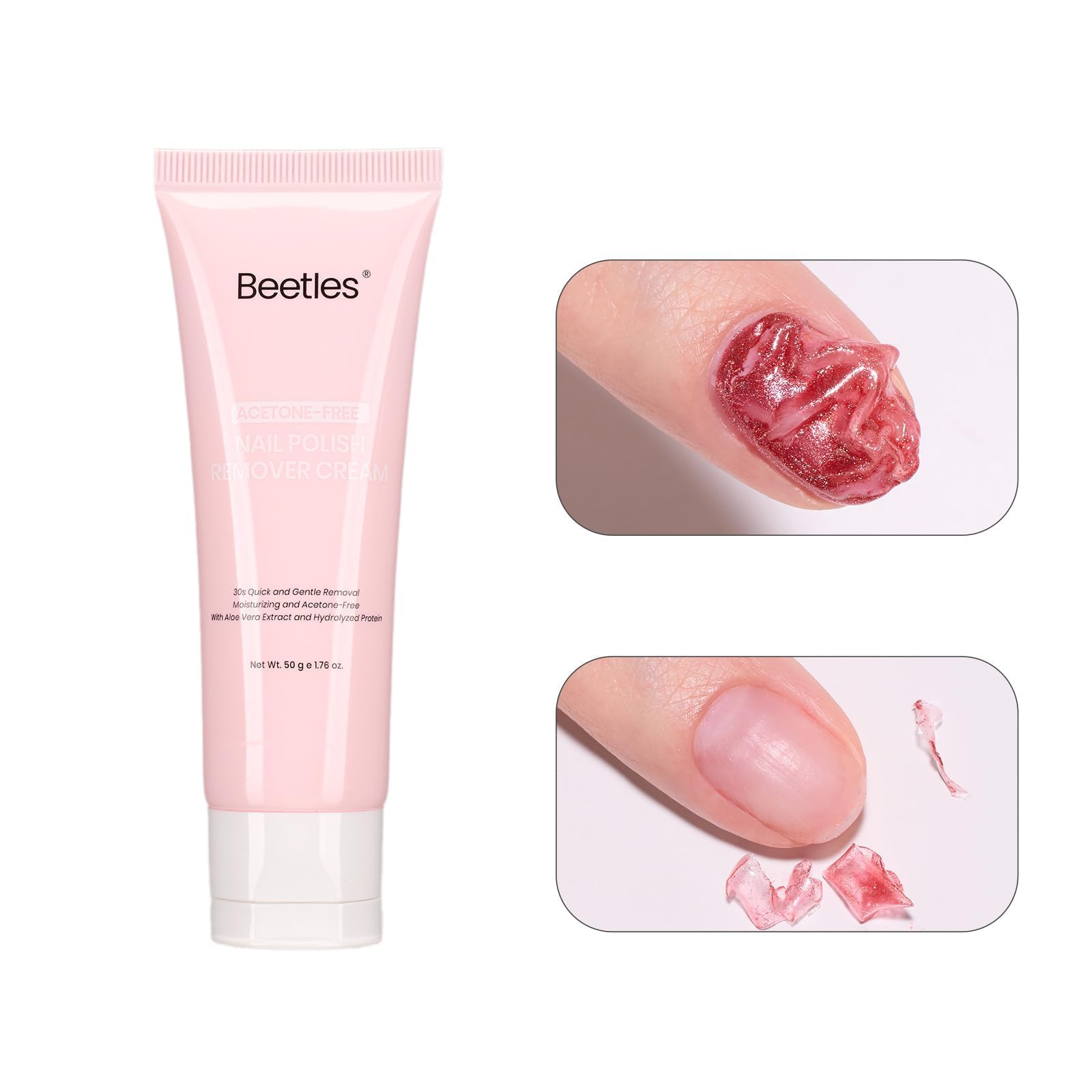 Beetles lifestyle hands holding tube showing gentle care benefit