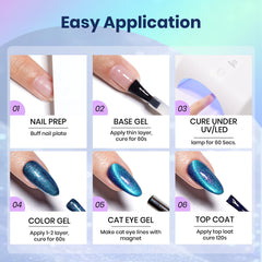 Beetles finished manicure in blue shown with outfit matching for gift inspiration